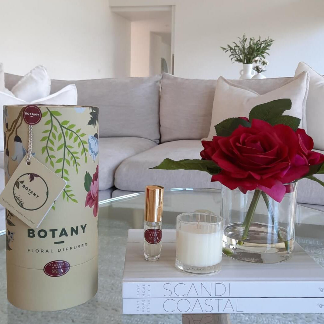 Artificial red rose home fragrance product