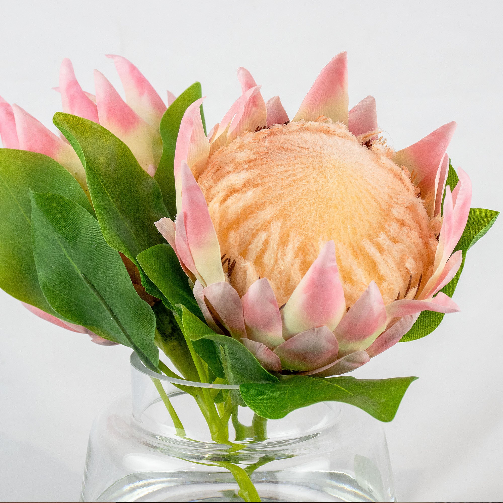 28cm Faux Pink Protea Arrangement