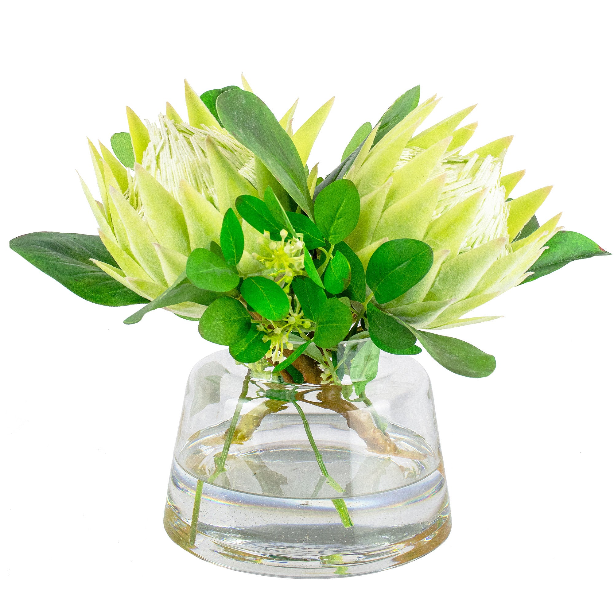 28cm Faux Green Protea Arrangement