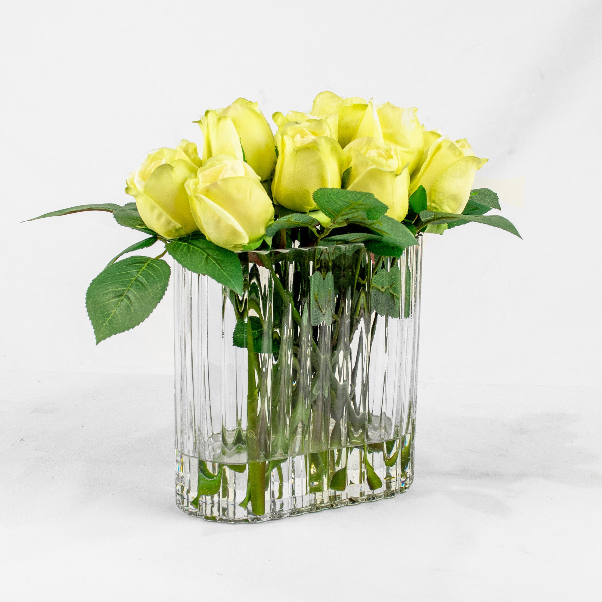 23cm Faux Rose Bud Arrangement - Mint
