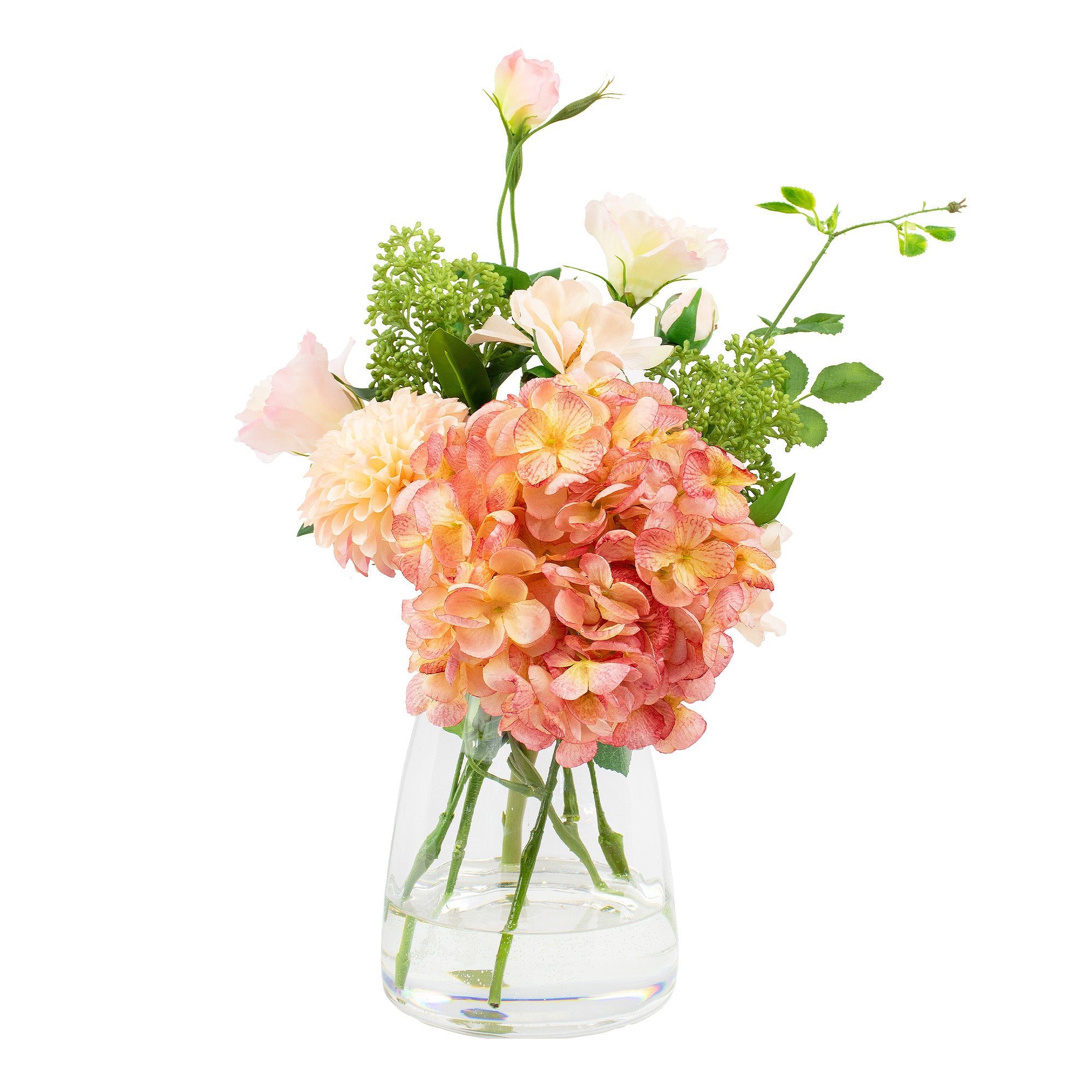 47cm Faux Hydrangea Pom-Pom Arrangement - Pink