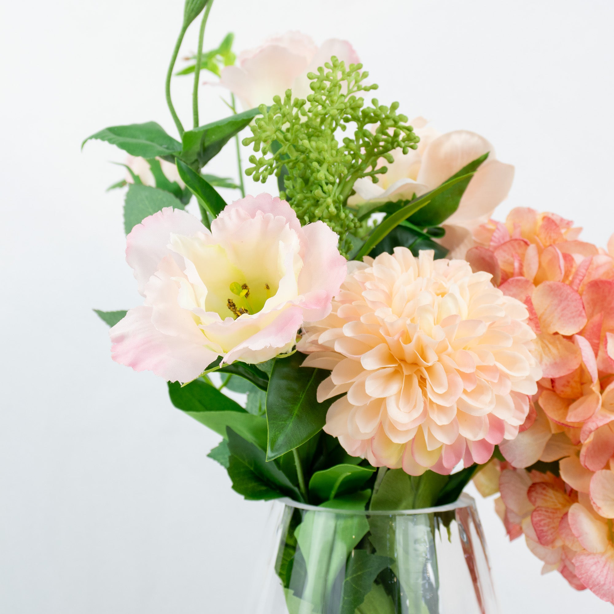 47cm Faux Hydrangea Pom-Pom Arrangement - Pink