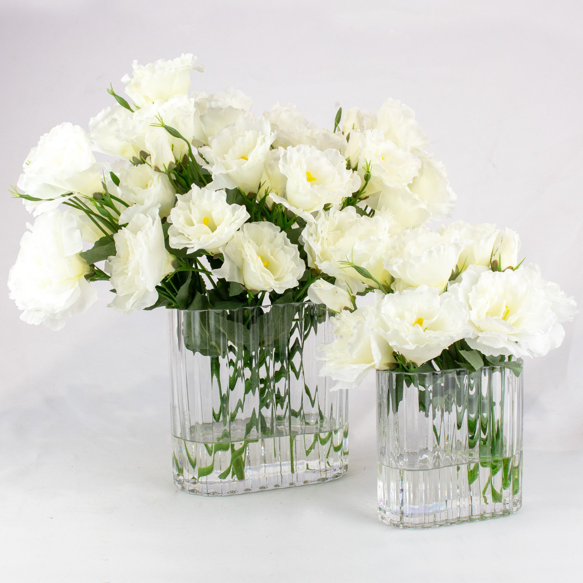 26cm Faux White Lisianthus Arrangement