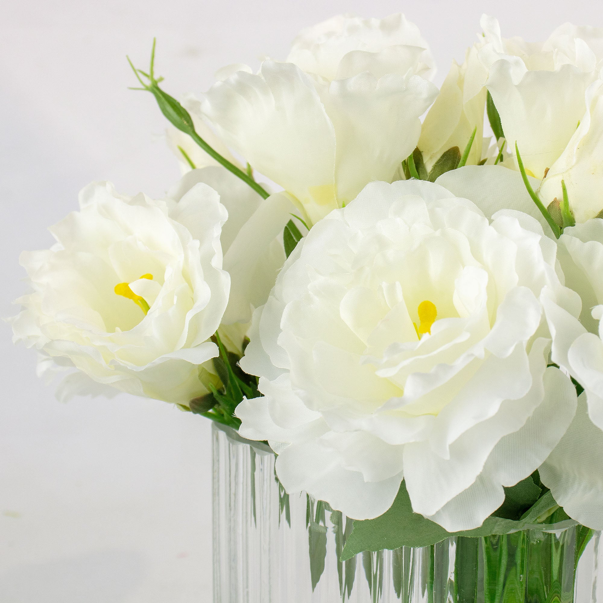 26cm Faux White Lisianthus Arrangement