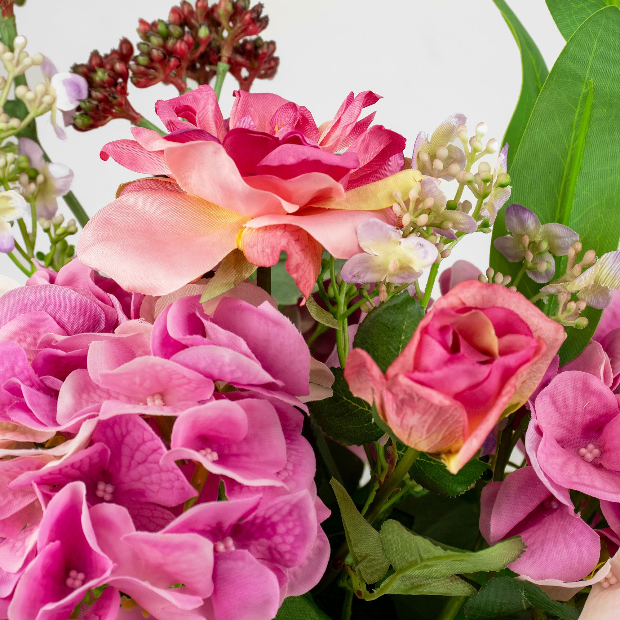 50cm Faux Pink Hydrangea & Berry Arrangement
