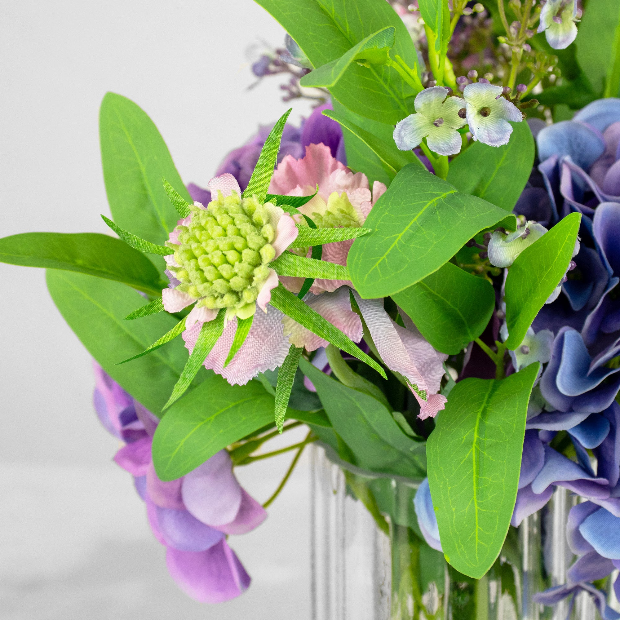 50cm Faux Purple Hydrangea & Scabiosa Arrangement