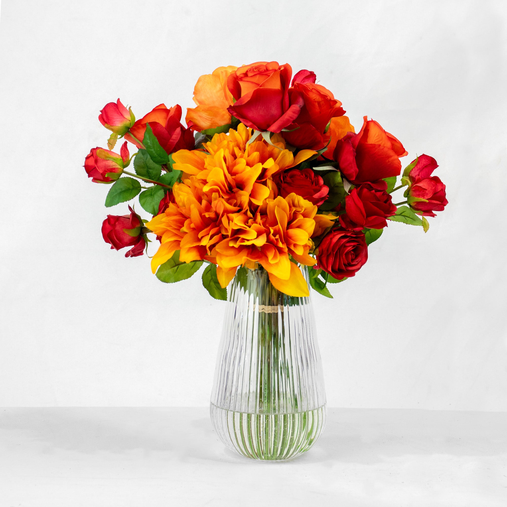 50cm Faux Orange Dahlia & Rose Arrangement