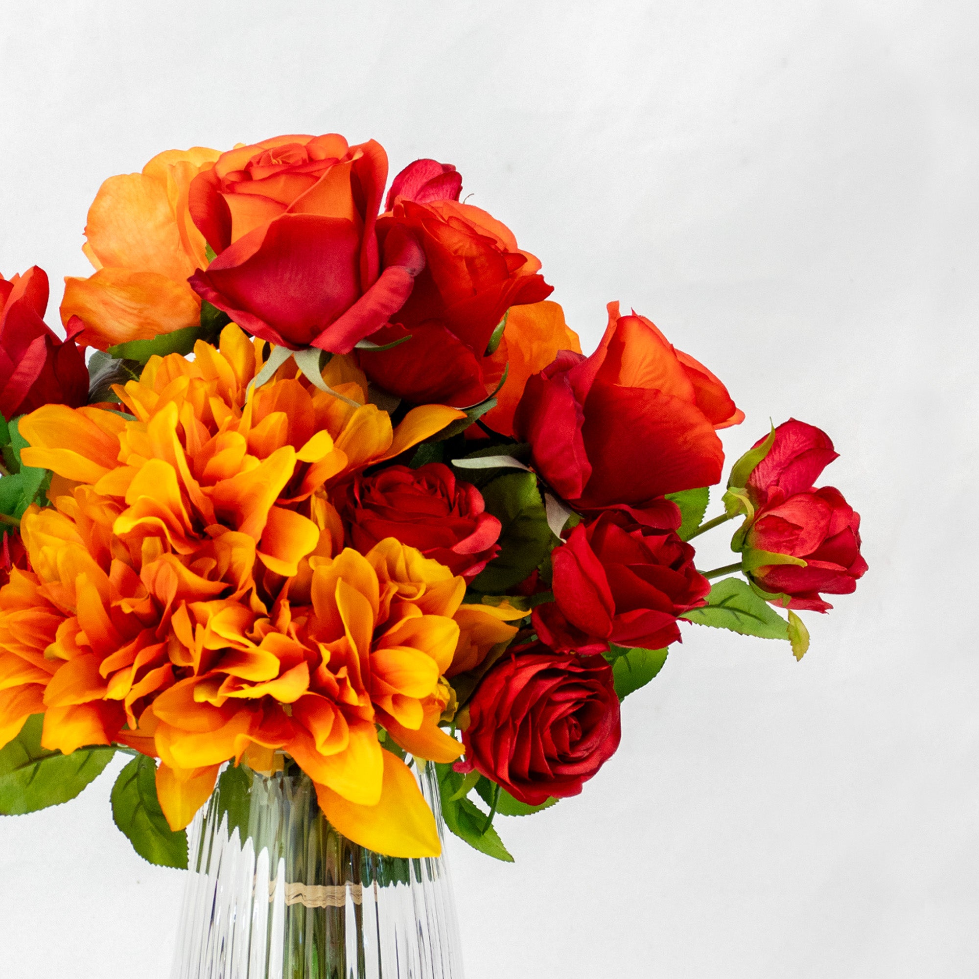 50cm Faux Orange Dahlia & Rose Arrangement