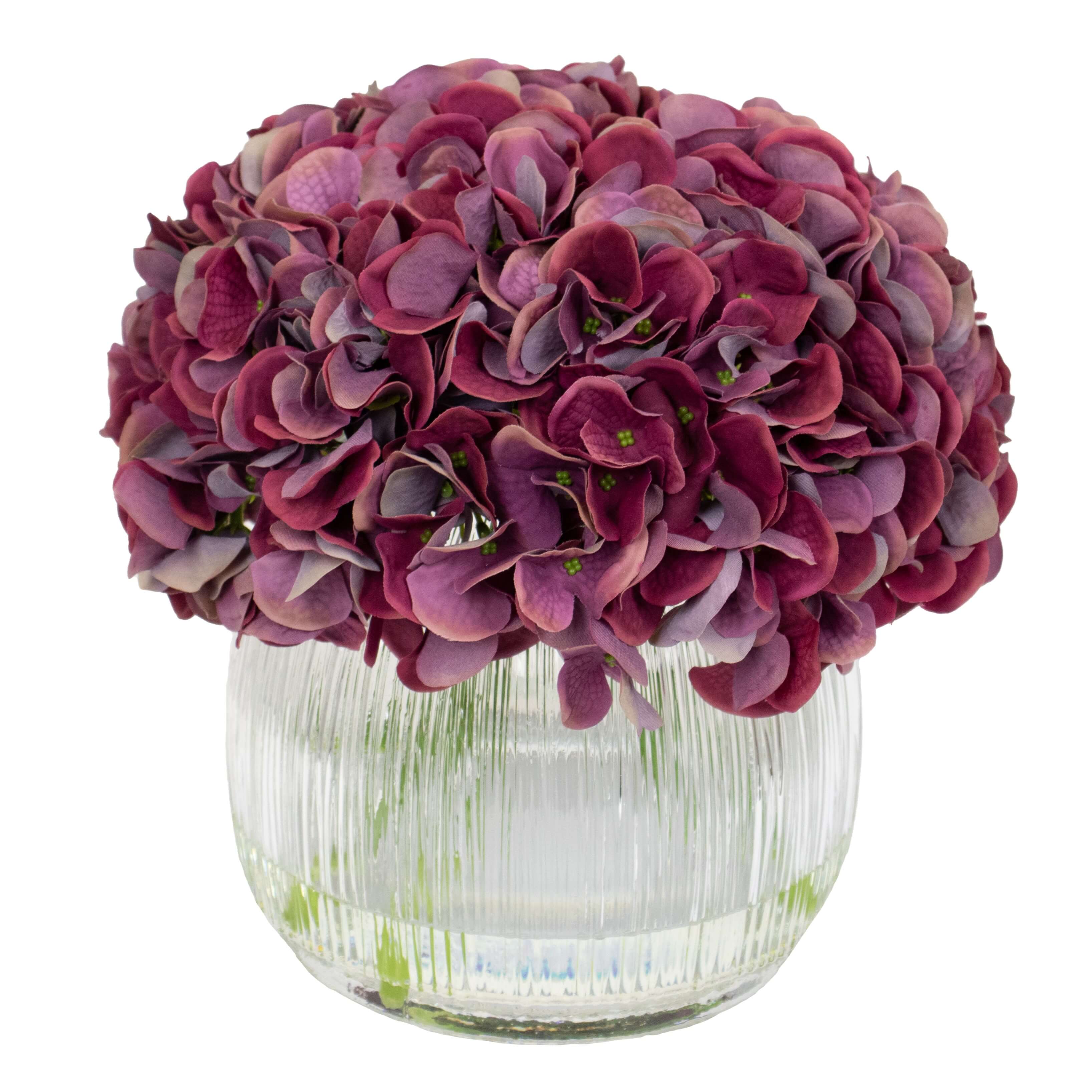 Silk flower arrangement with real touch hydrangeas