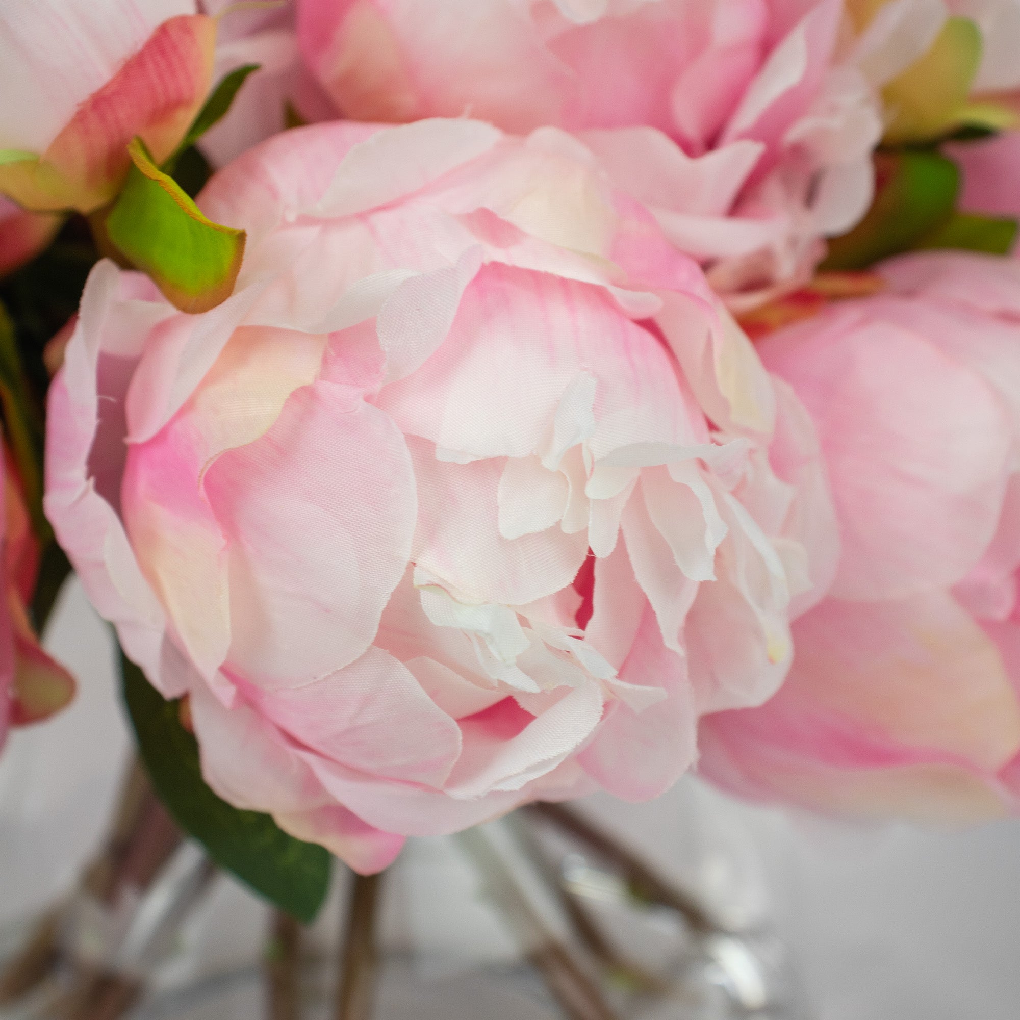 34cm Faux Pink Peony Arrangement