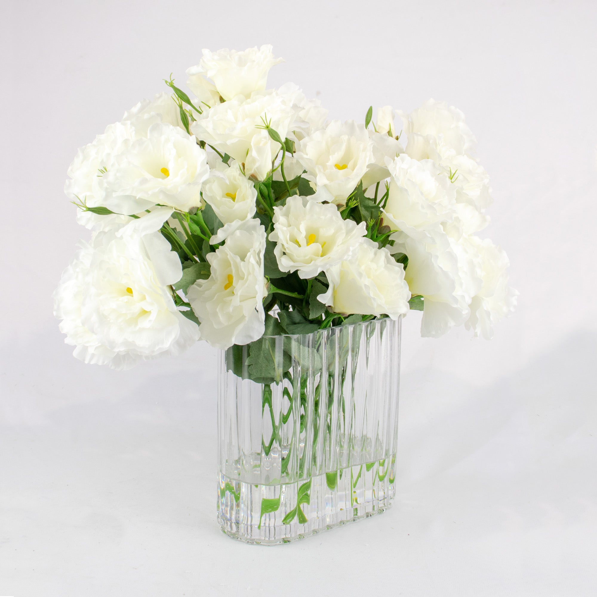 42cm Faux White Lisianthus Arrangement