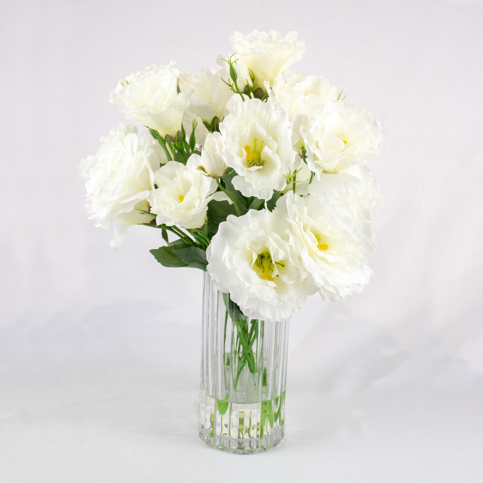 42cm Faux White Lisianthus Arrangement