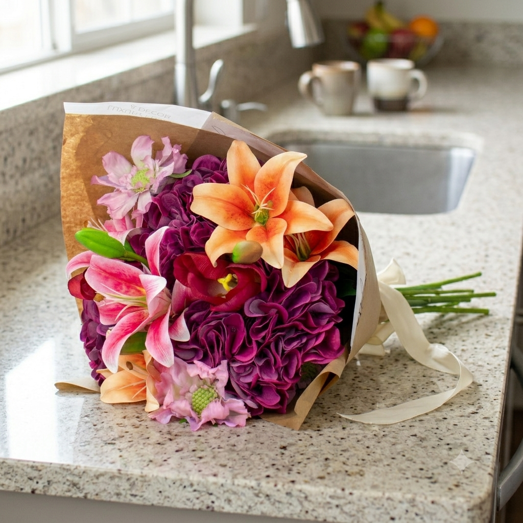 Tangerine Skies Silk Flower Bouquet