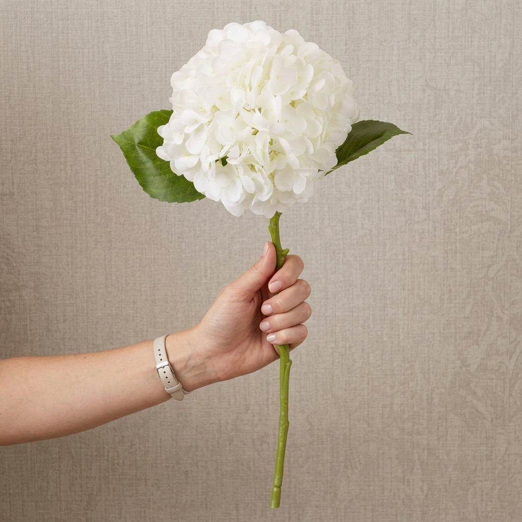 Hydrangea Spray - White | Artificial White Hydrangea | Real-Touch Silk Hydrangeas