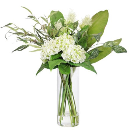 83cm Faux Hydrangea & Leaves Arrangement