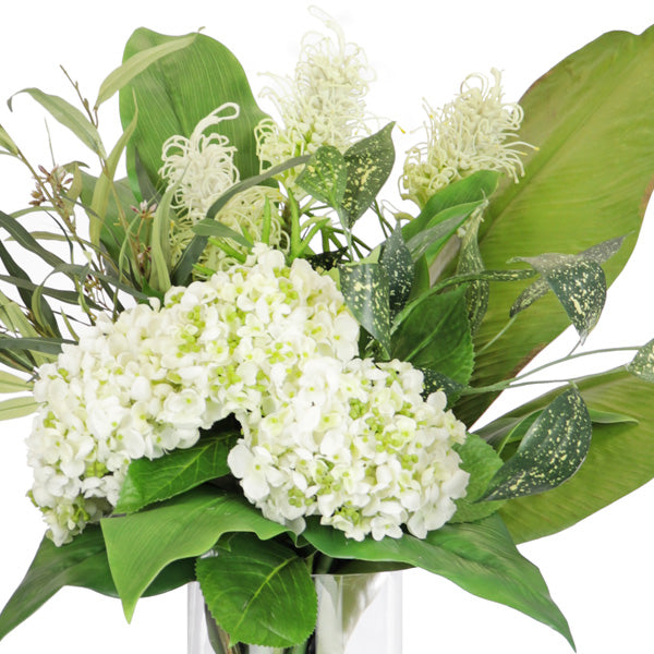 83cm Faux Hydrangea & Leaves Arrangement