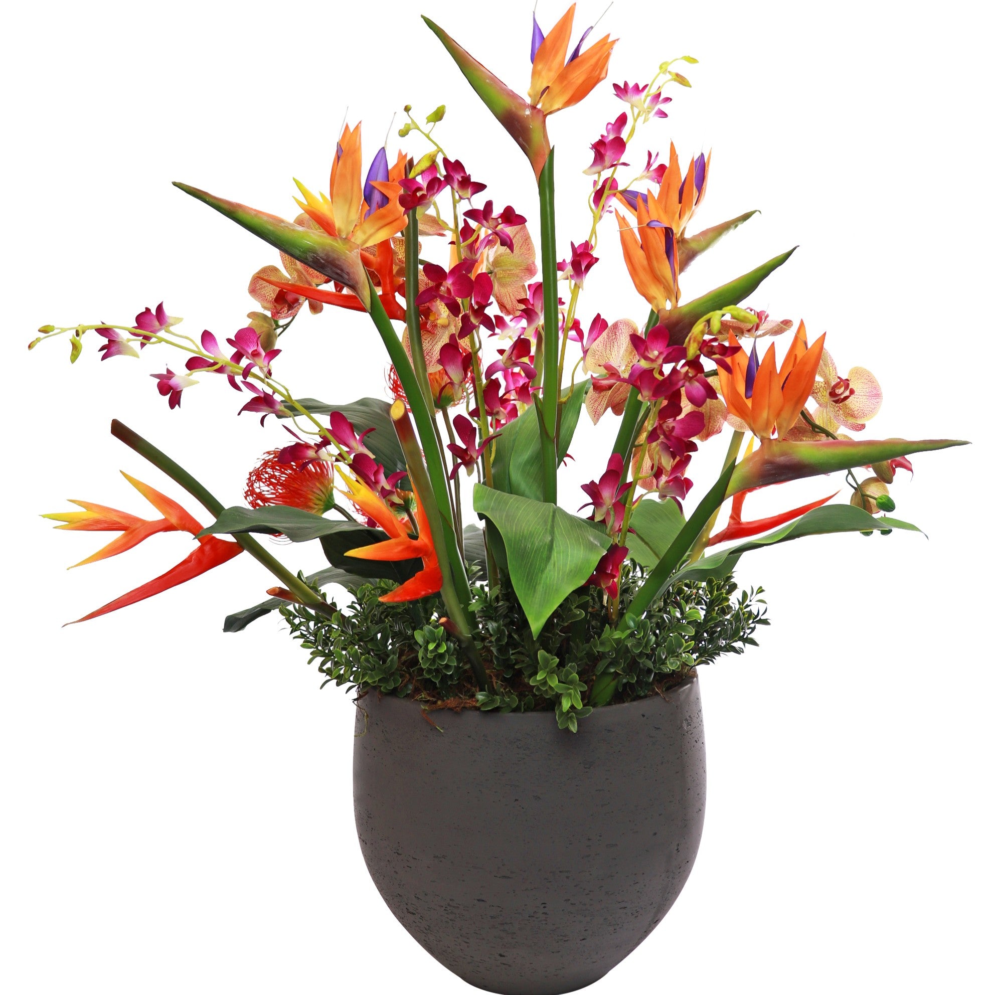 80cm Faux Mixed Natives in Dark Ceramic Pot