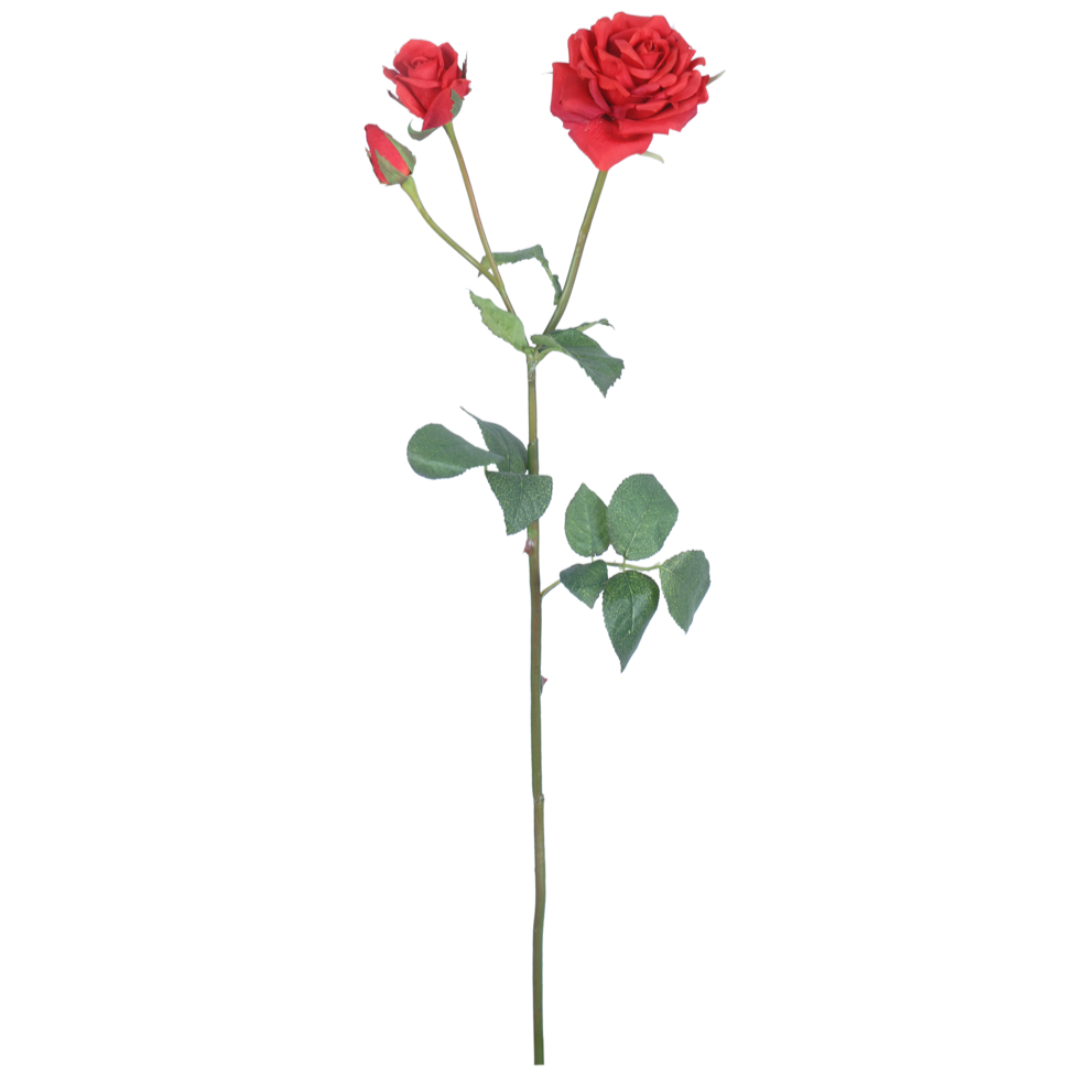 Rose Flower Spray With Bud - Red