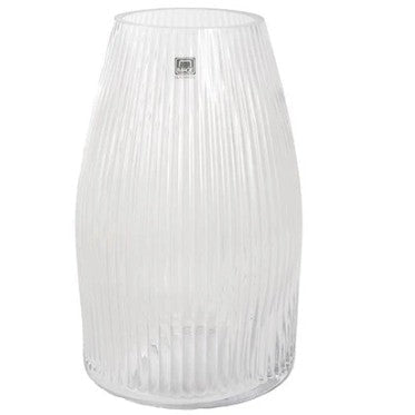 Ribbed & Tapered Glass Vase