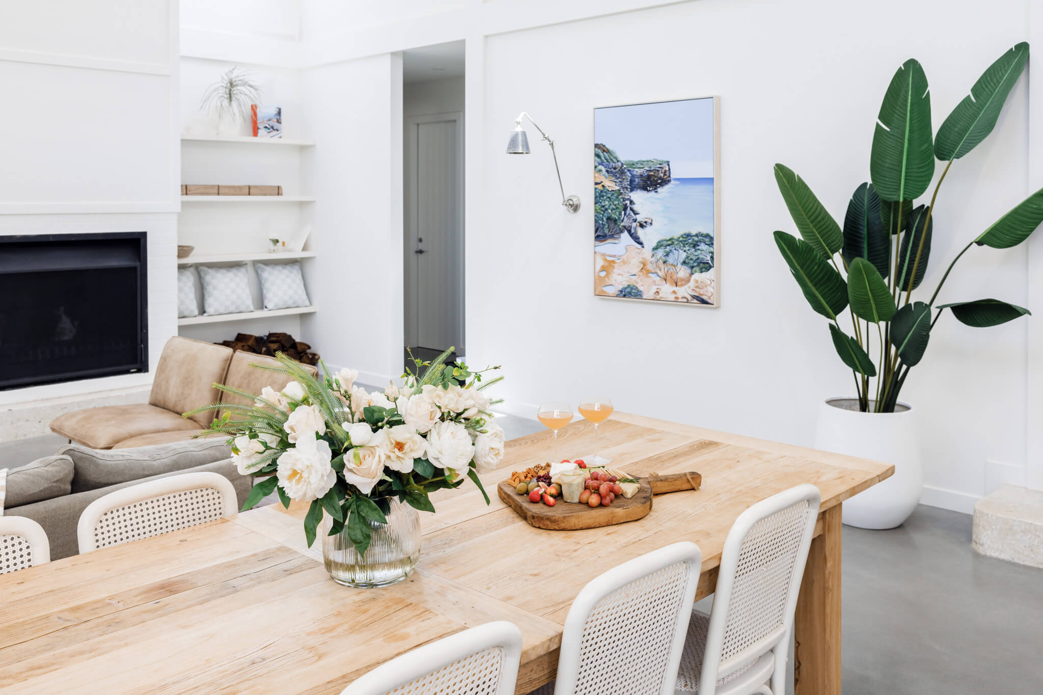 silk flower arrangement on dining room table