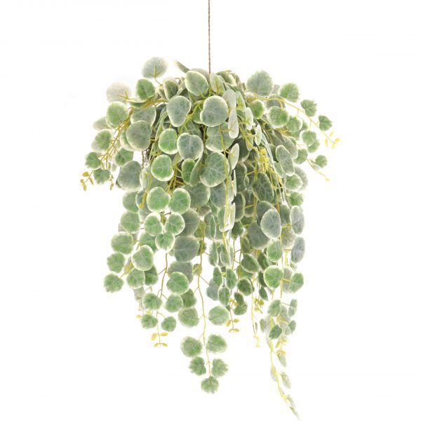 Artificial hanging plant with fake saxifraga