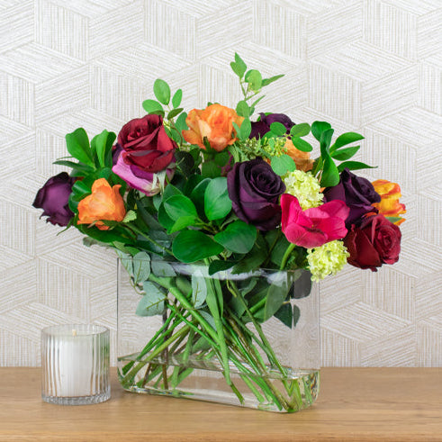 mixed rose and tulip artificial flower arrangement