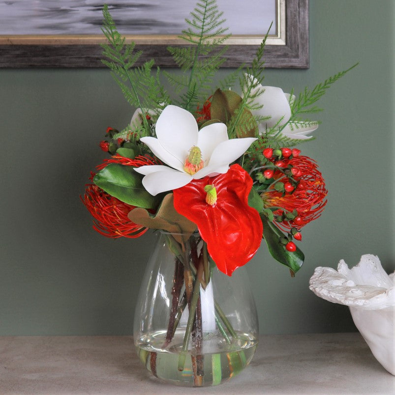 Fake magnolia flower arrangement