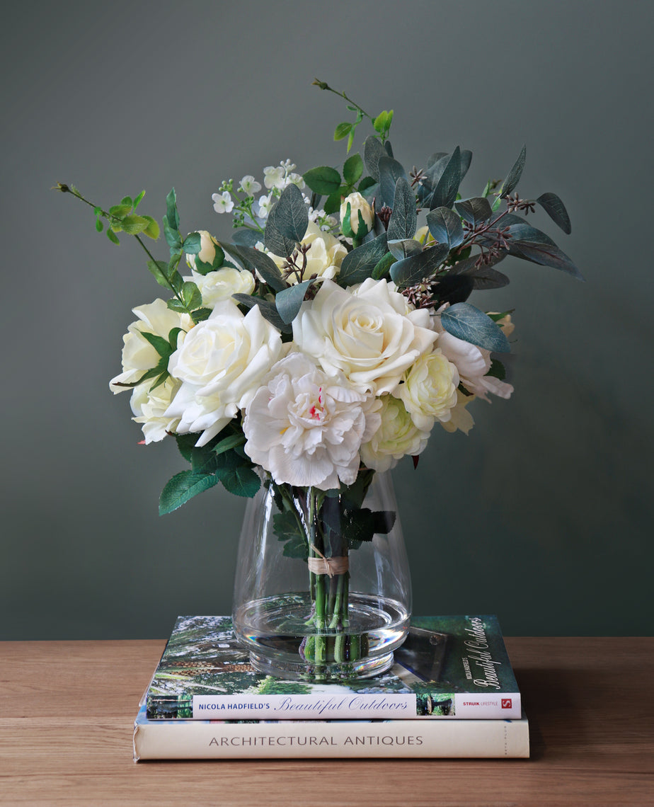 Artificial flowers in vase