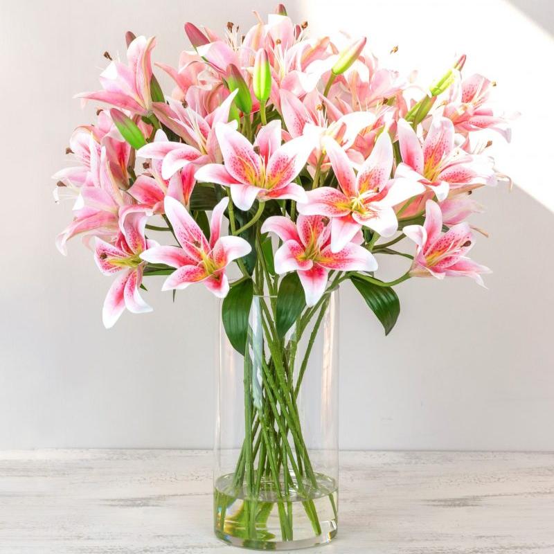Artificial pink lily arrangement