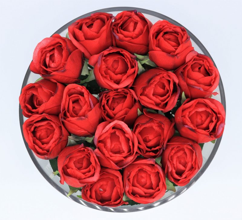 Artificial red rose flower arrangement