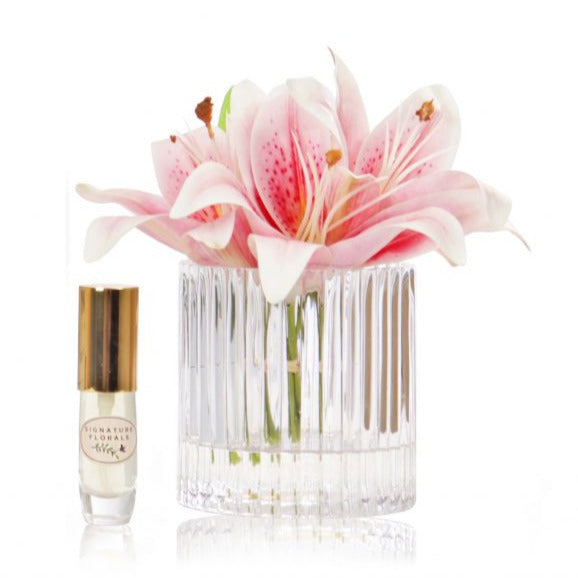 Pink lily fake flower arrangement