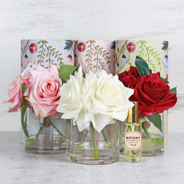 Fake rose arrangements with perfume spray