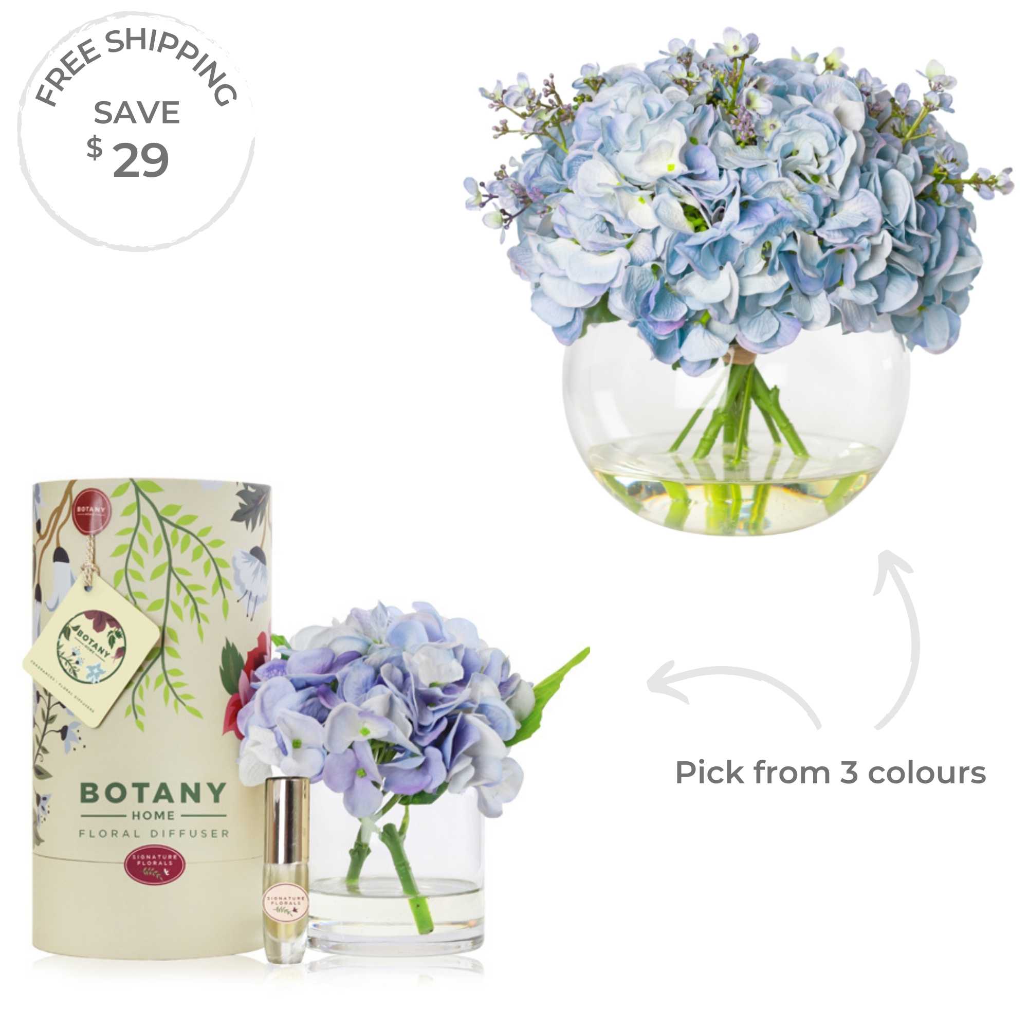 artificial flowers blue hydrangea arrangement set