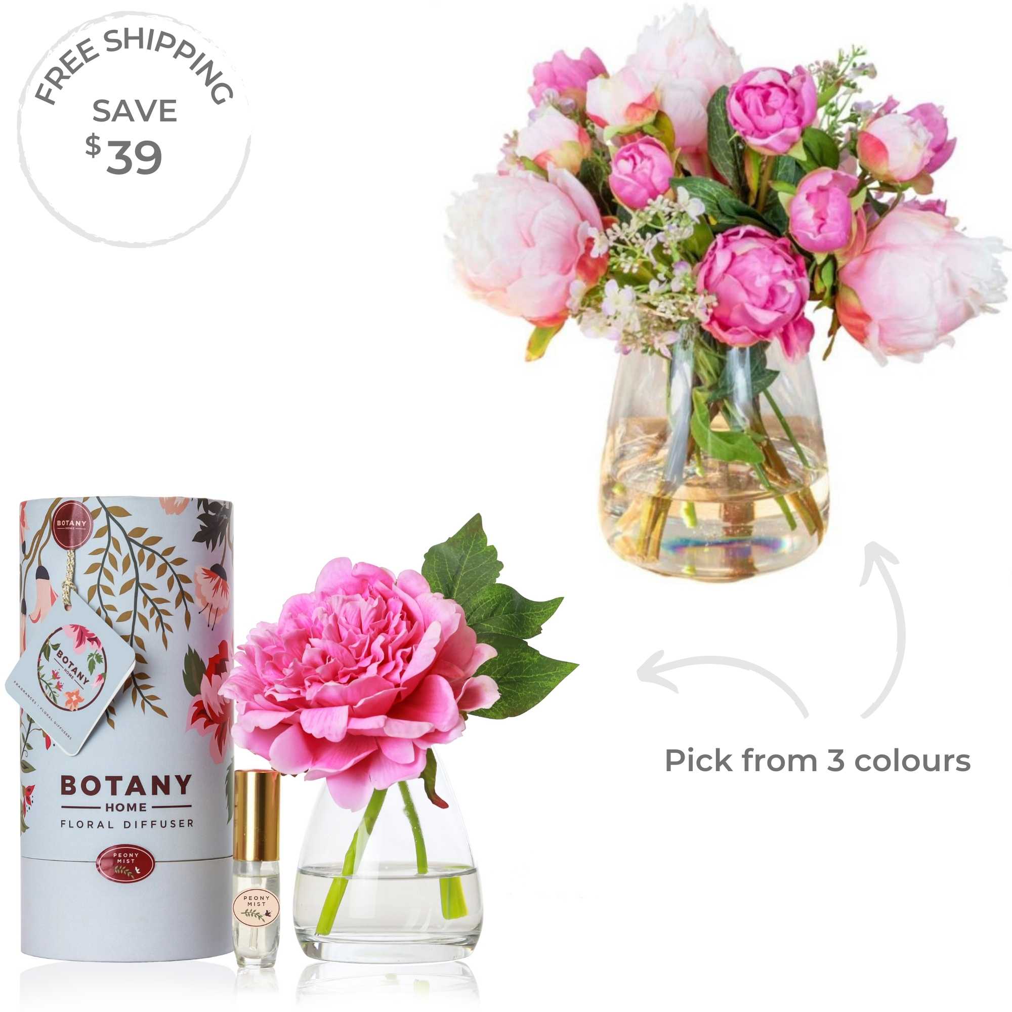 Artificial pink peony flower arrangements