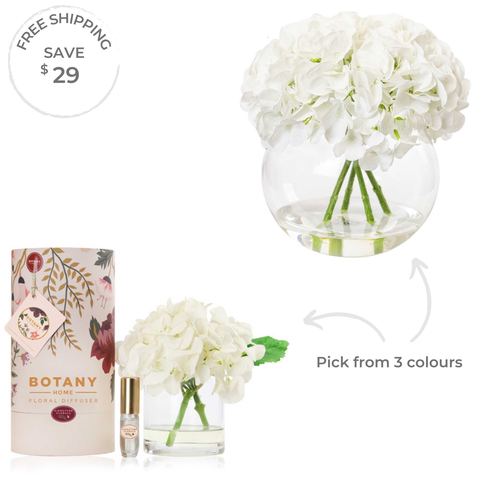 Artificial white real touch hydrangea flower arrangement set