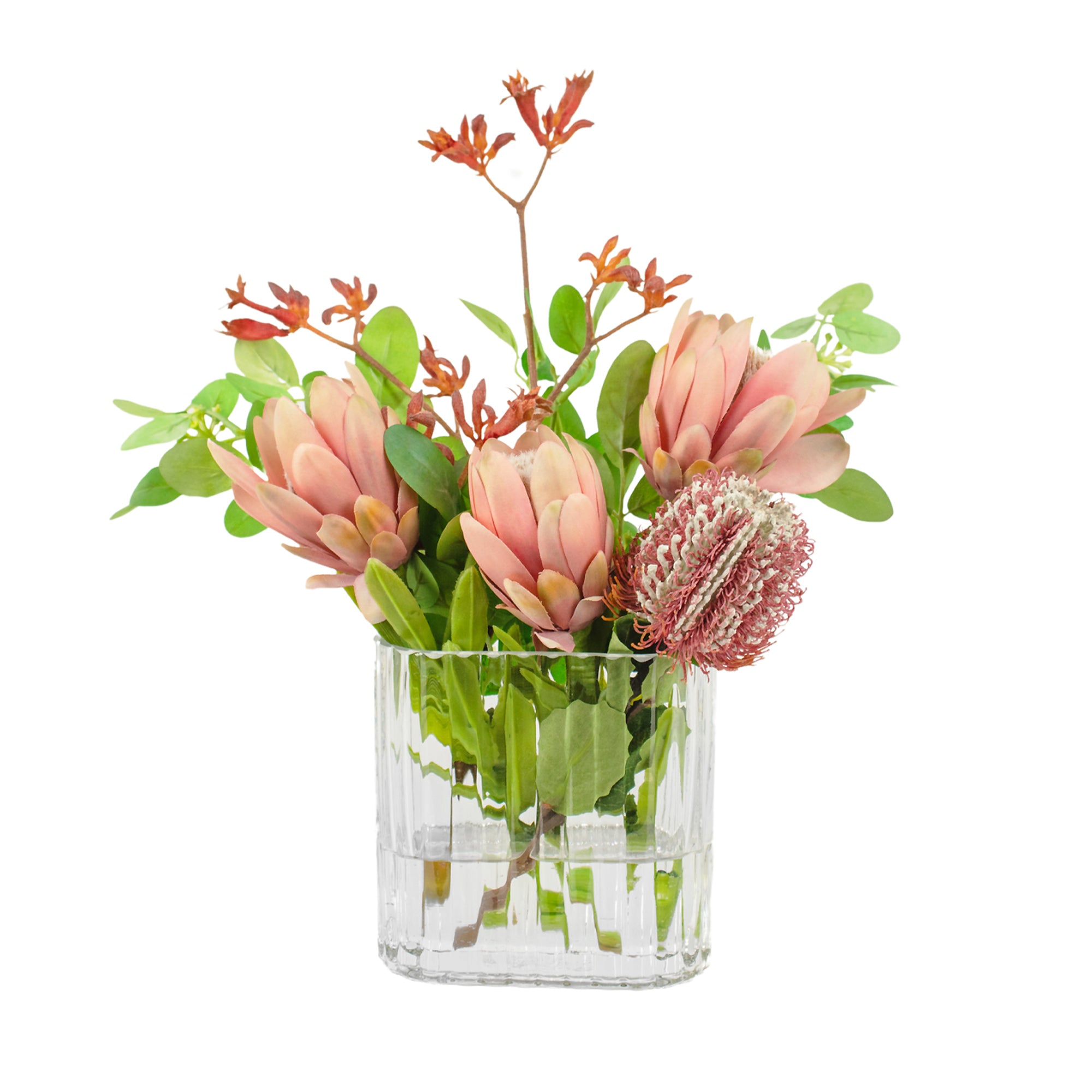 30cm Faux Pink Protea Arrangement