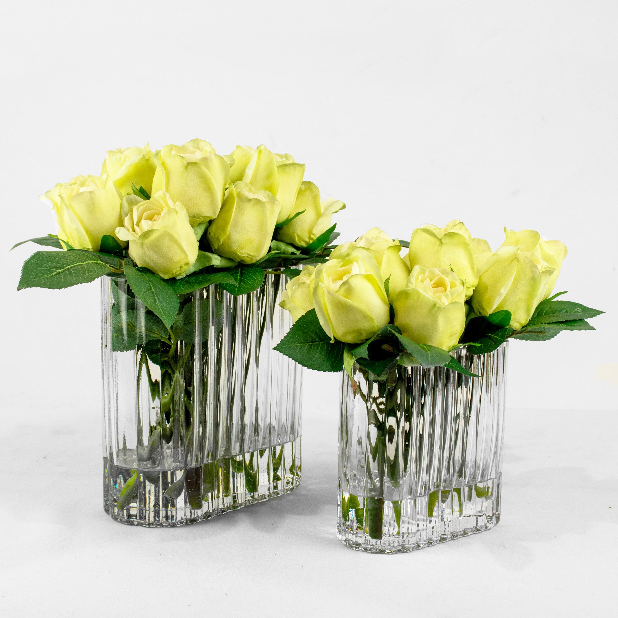23cm Faux Rose Bud Arrangement - Mint