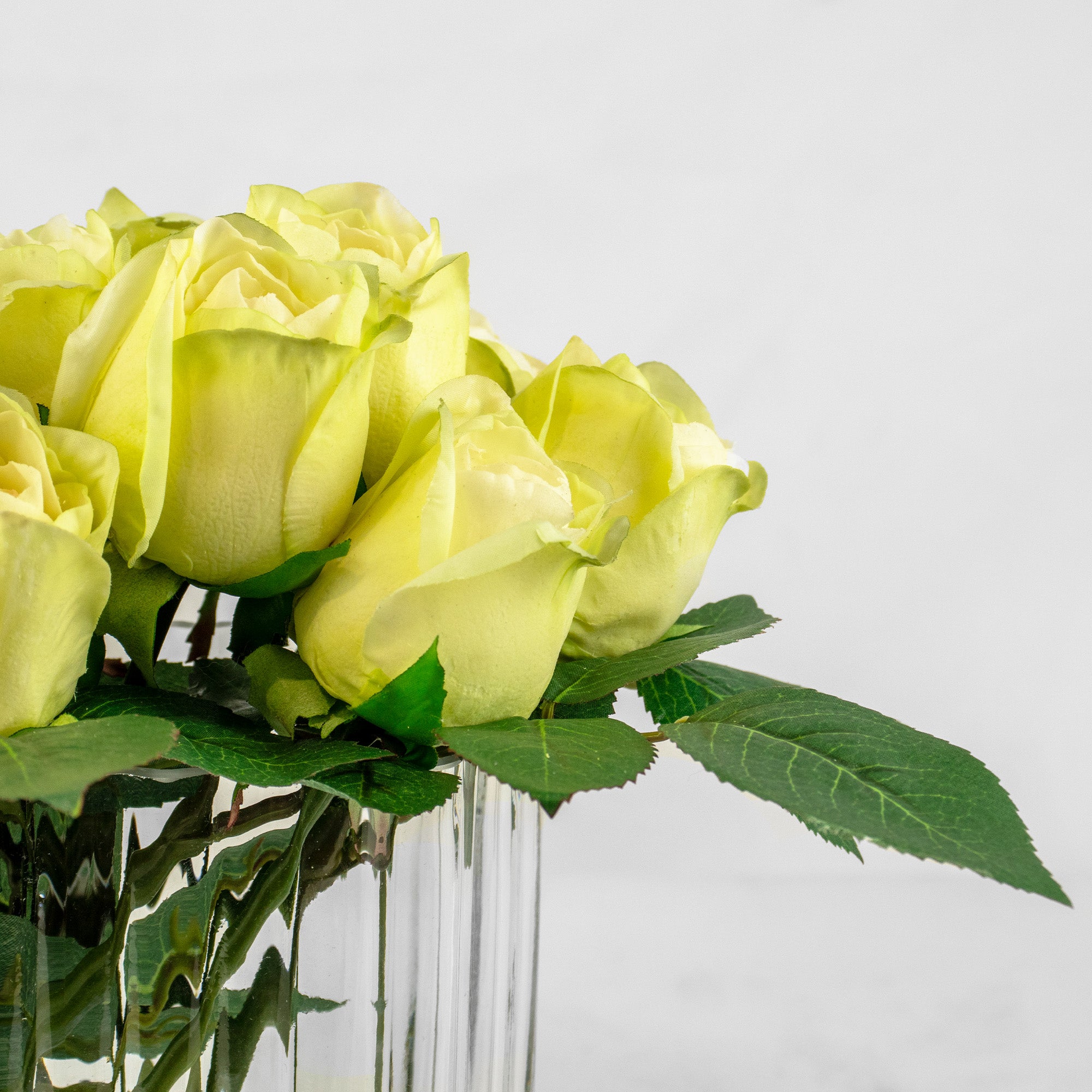 23cm Faux Rose Bud Arrangement - Mint