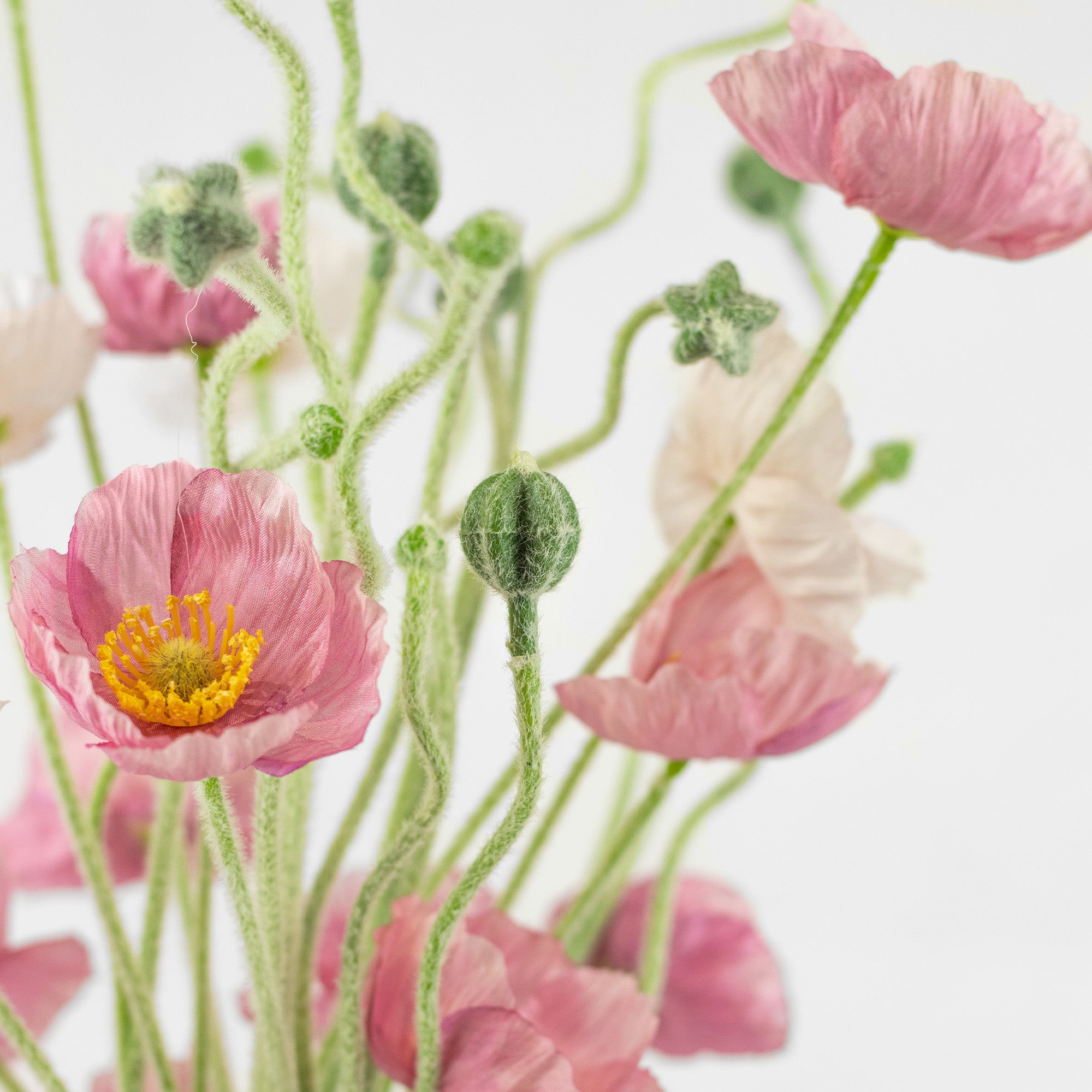 50cm Faux Pink Cream Poppy Arrangement