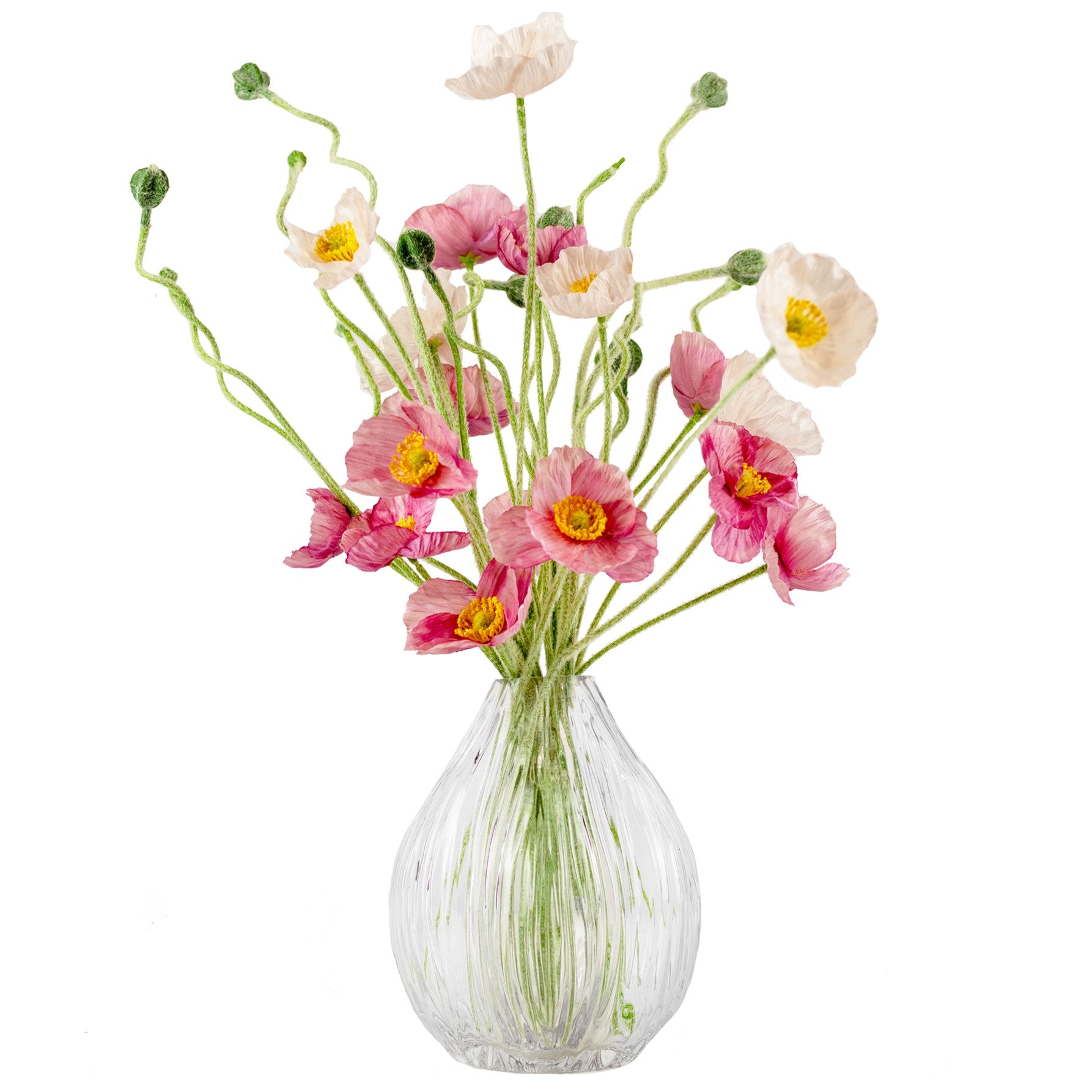 50cm Faux Pink Cream Poppy Arrangement