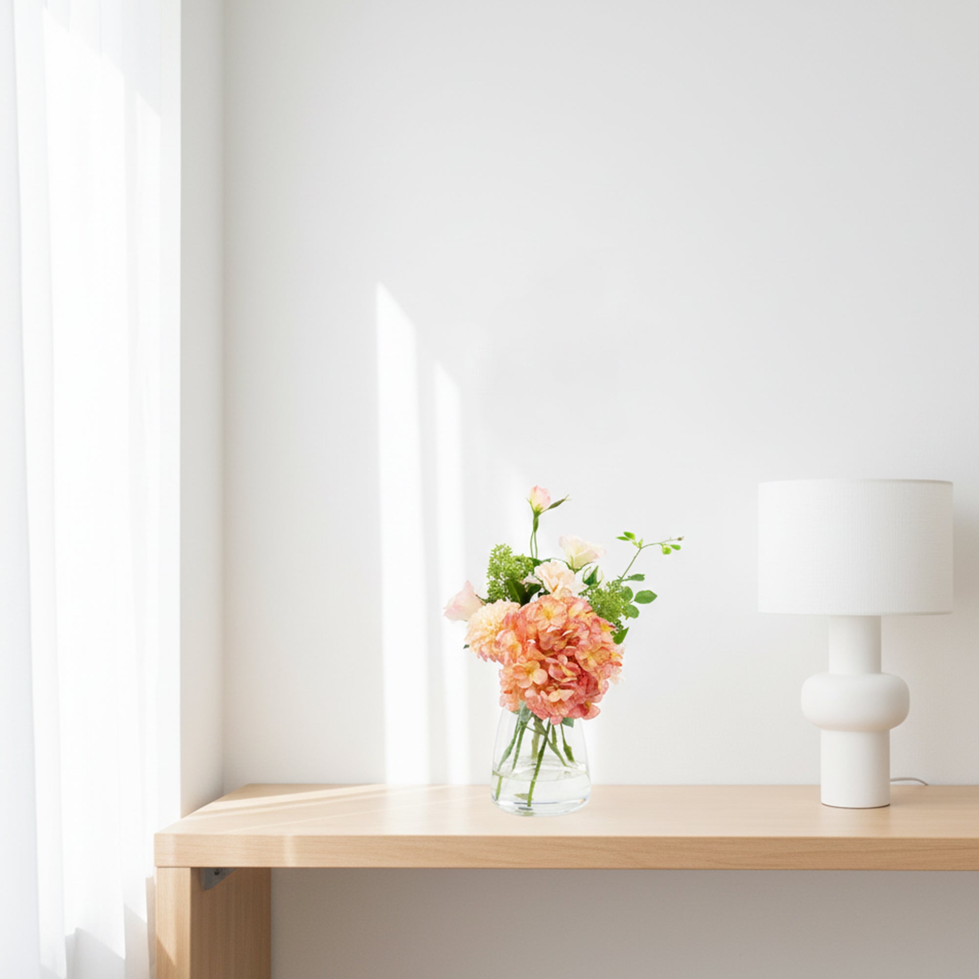 47cm Faux Hydrangea Pom-Pom Arrangement - Pink