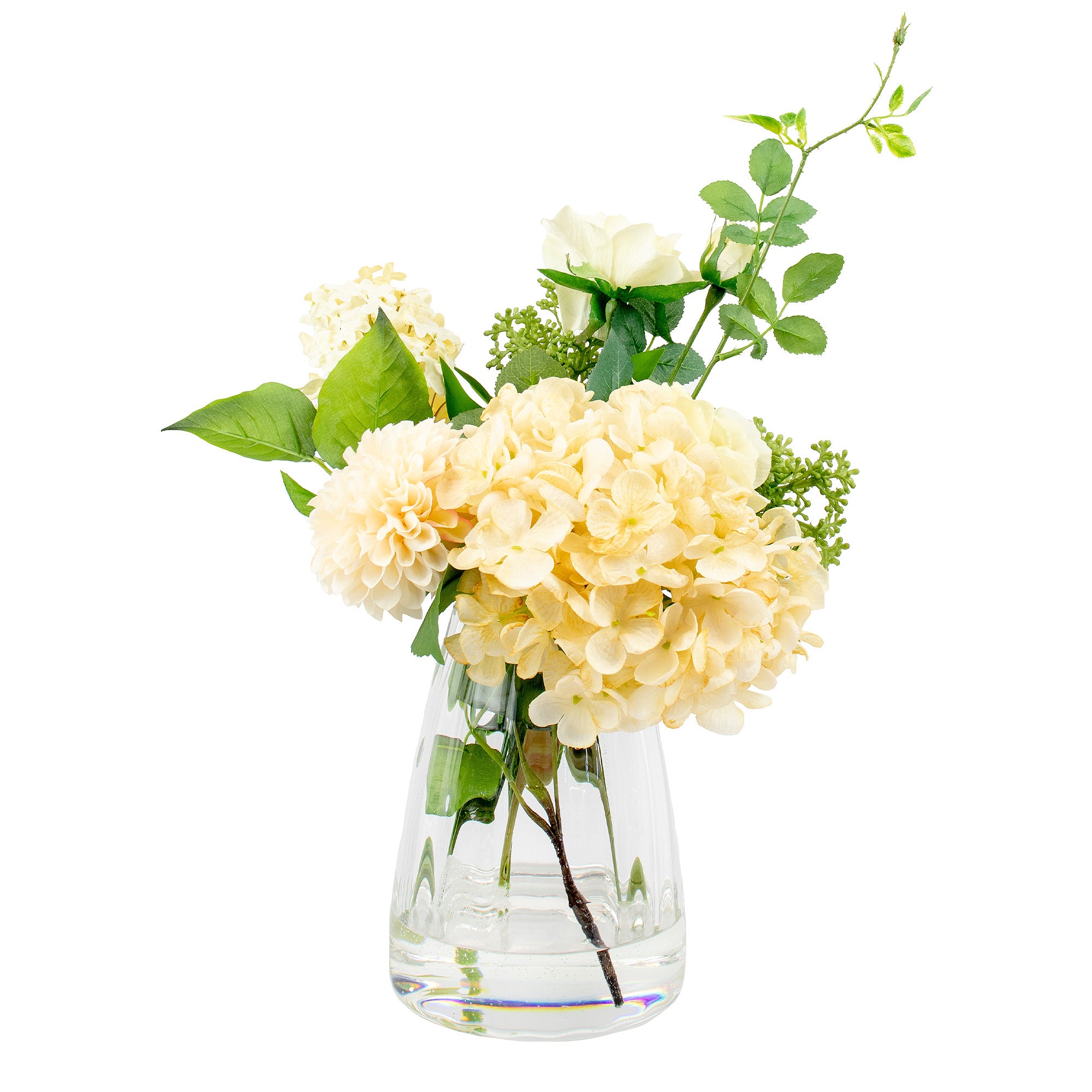 47cm Faux Hydrangea Pom-Pom Arrangement - Cream