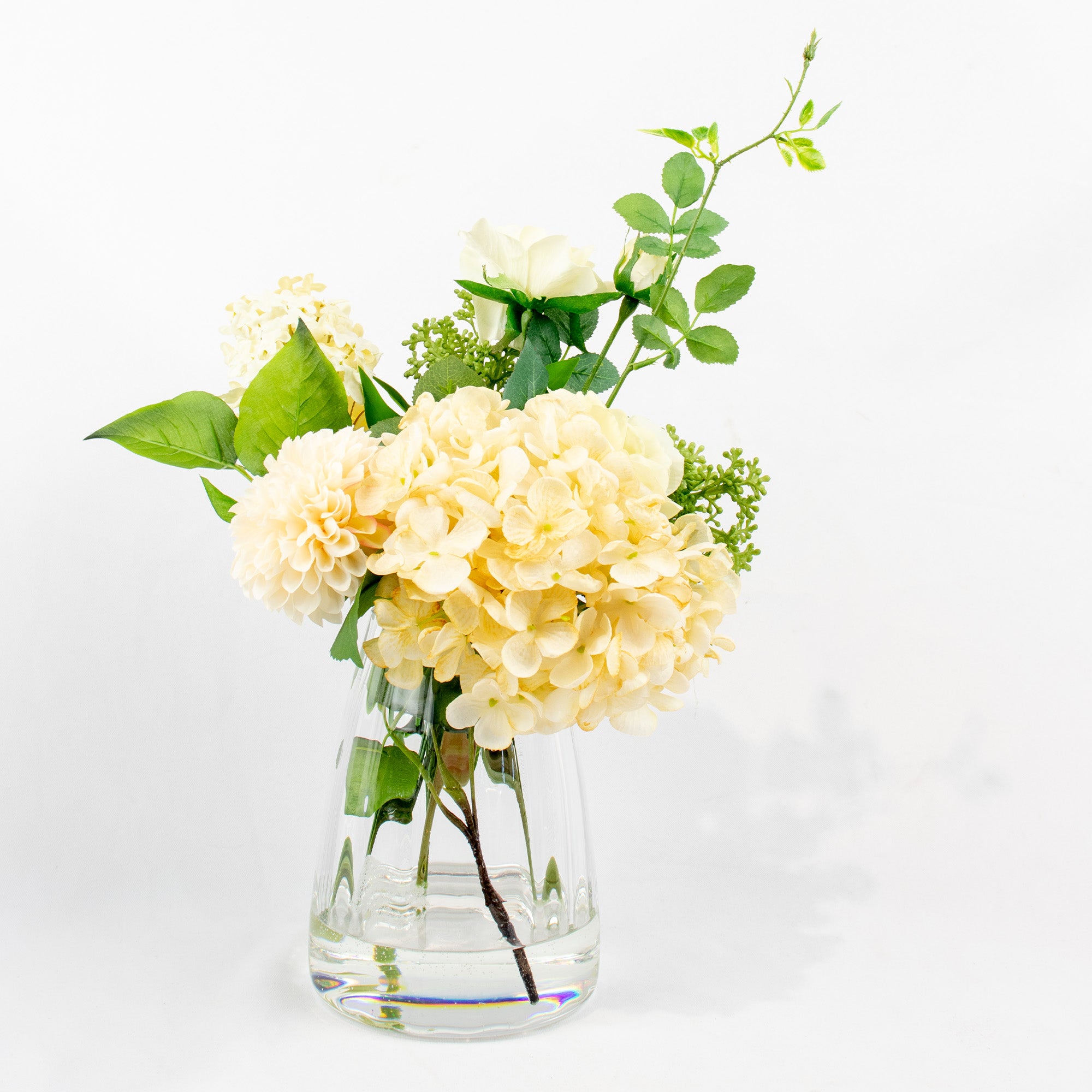 47cm Faux Hydrangea Pom-Pom Arrangement - Cream