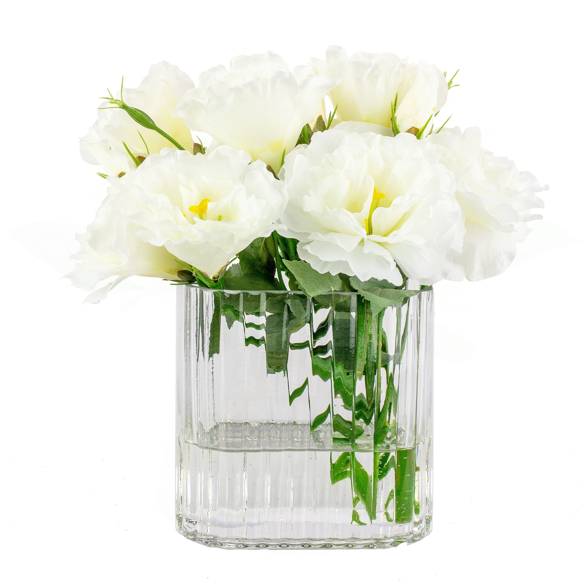 26cm Faux White Lisianthus Arrangement