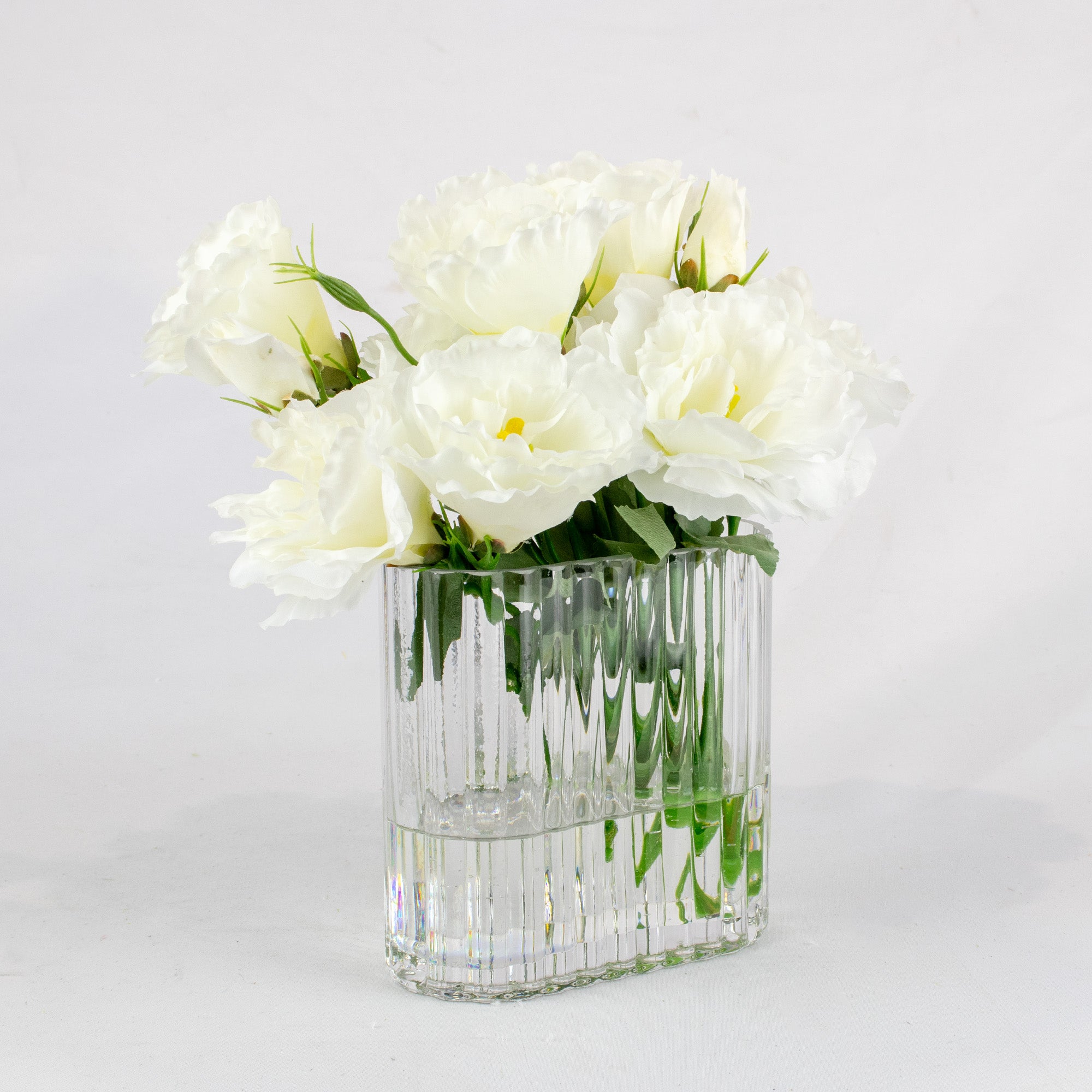 26cm Faux White Lisianthus Arrangement