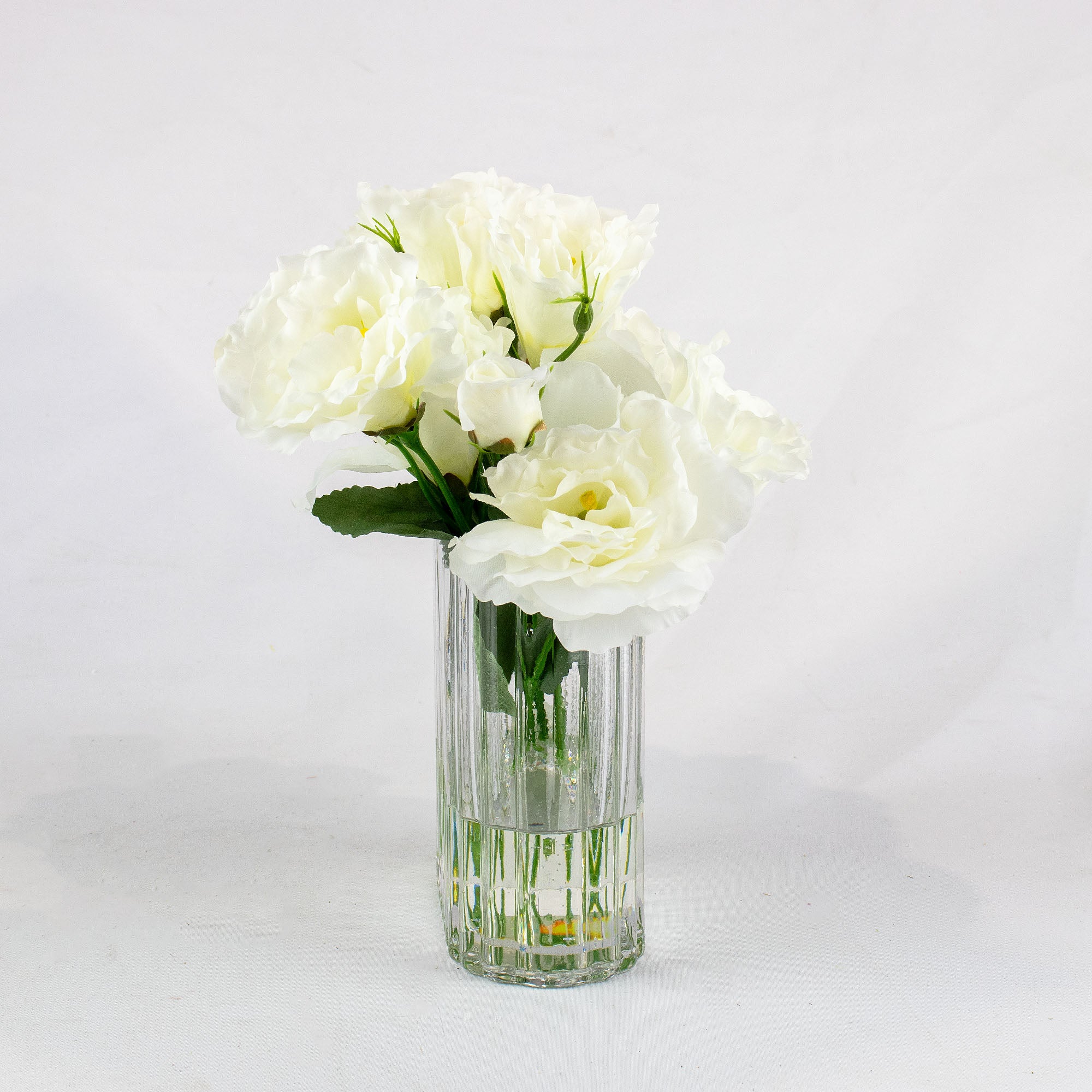 26cm Faux White Lisianthus Arrangement