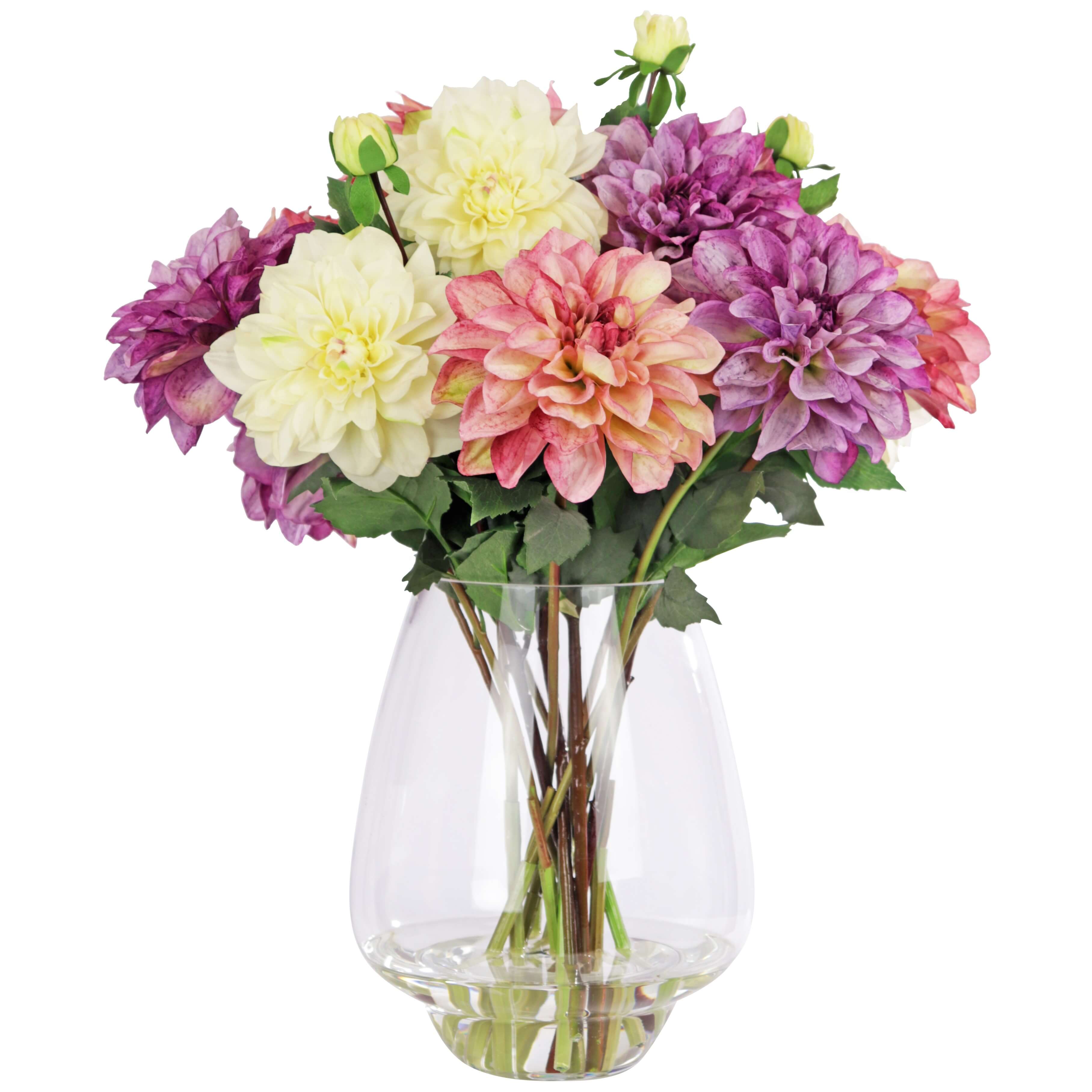 Artificial Dahlia flowers in vase