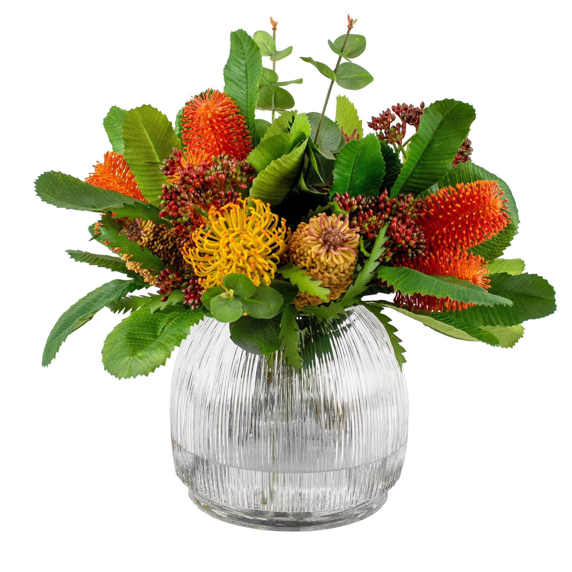 41cm Faux Banksia, Protea & Eucalyptus Arrangement