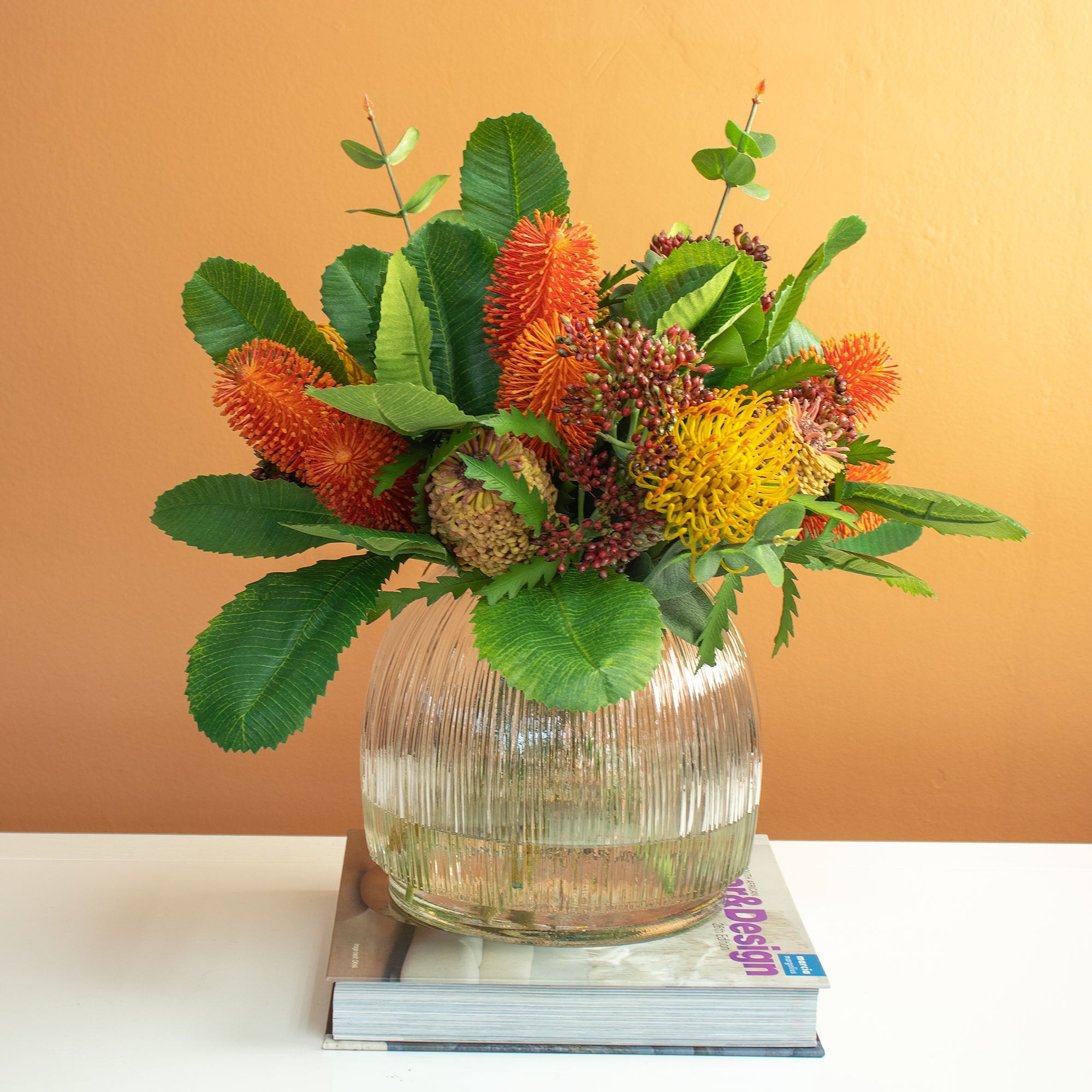 41cm Faux Banksia, Protea & Eucalyptus Arrangement