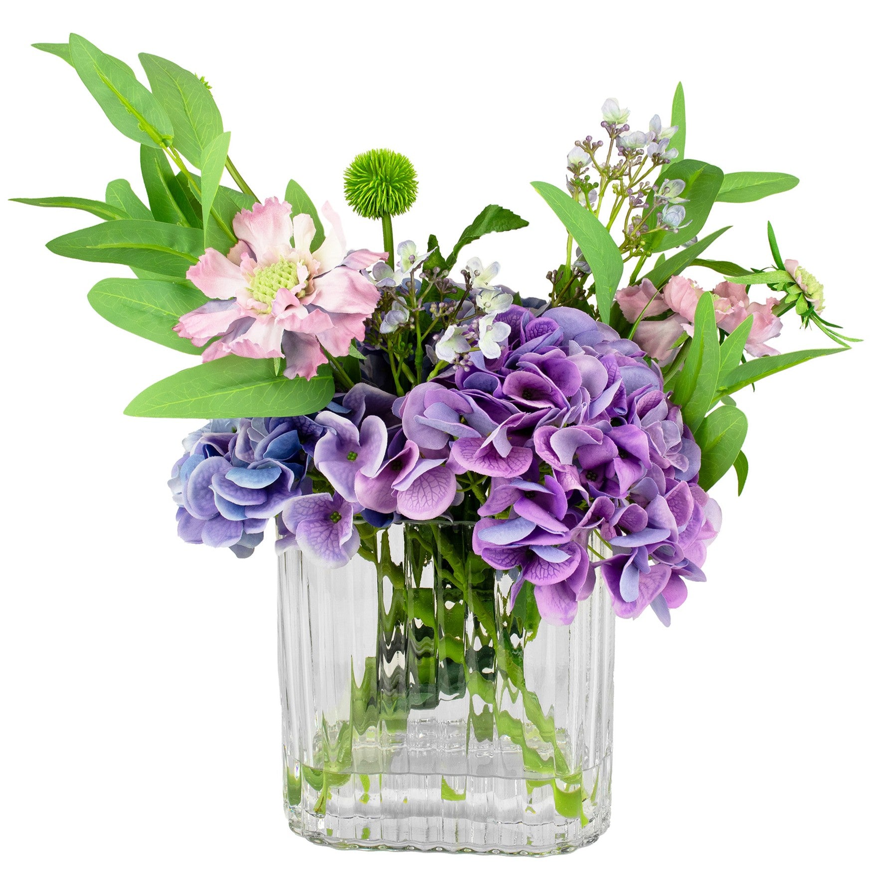 50cm Faux Purple Hydrangea & Scabiosa Arrangement